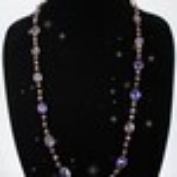 35  3/4" Magical Fairy Purple Faceted Crystal Glass Necklace $40 - Picture 3 of 17